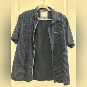 Cactus Man Ricky Singh Men's Navy Blue Polka Dot Shirt Large